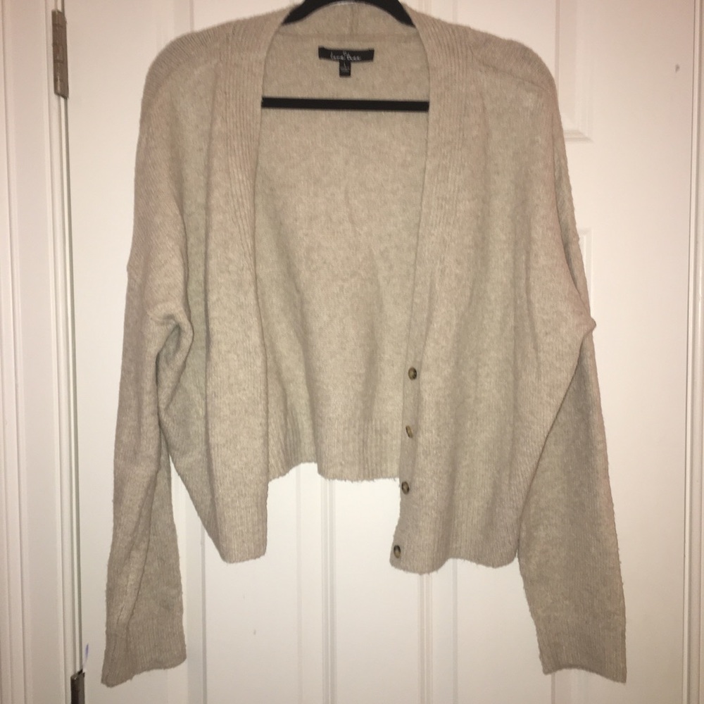 CROPPED TAN SWEATER CARDIGAN